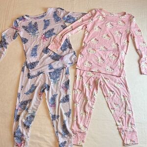 Posh Peanut Girls Pink BlueHello Kitty Floral  Pajama Set Bundle Size 3T-4T